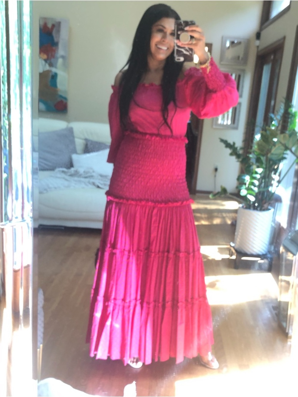 Alexis Fuchsia Off-Shoulder Polka Dot Maxi Dress - Picture 11 of 11